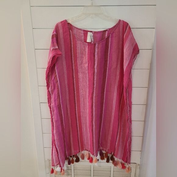 Seafolly Pink and White Striped Tunic / Coverup - Picture 1 of 6